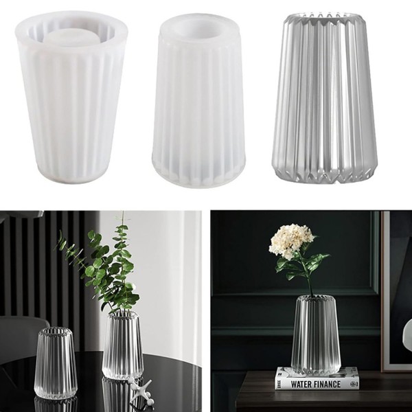 Epoksi Vazo Kalıbı Beton Taş Tozu Vazo Mumluk Kalıbı Silikon GT9605 10.5x15.2cm