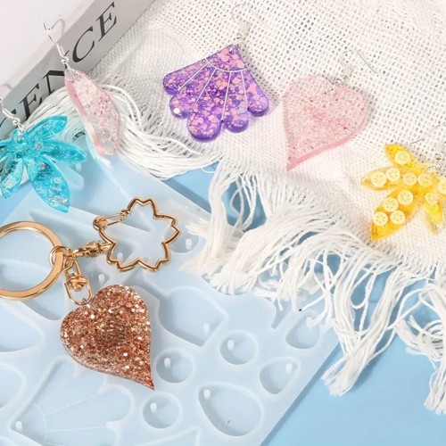 Epoksi Kolye Kalıbı Anahtarlık Kalıbı Küpe Kalıbı Geometrik Şekiller Kalıbı Silikon GT9553