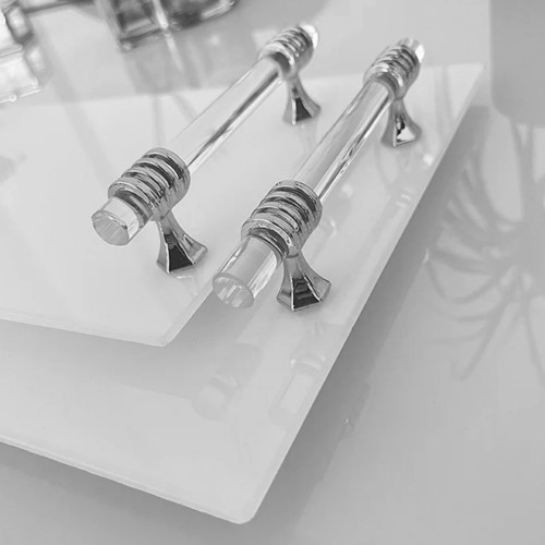 Epoksi Tepsi Kulp Şeffaf Cam Kulp Gümüş