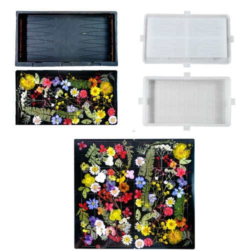 Epoksi Tavla Kalıbı Dama Tahtası Kalıbı Silikon 2 Parça 25.2x13.5cm