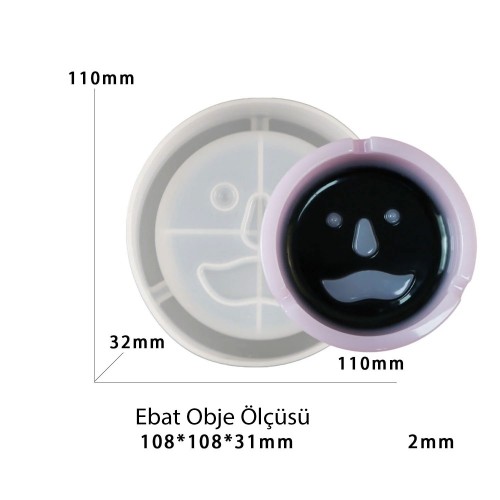 Epoksi Yuvarlak Küllük Kalıbı Emoji Modeli 11x11cm Epoksi Yuvarlak Küllük Kalıbı Emoji Modeli 11x11cm