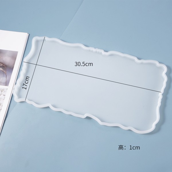 Epoksi Tepsi Kalıbı Dikdörtgen Tepsi Kalıbı Dalgalı Model Kalıbı Silikon 30.5x17x0.8cm