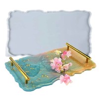Epoksi Tepsi Kalıbı Dikdörtgen Tepsi Kalıbı Dalgalı Model Kalıbı Silikon 30.5x17x0.8cm