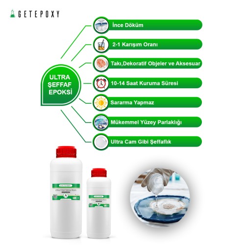 Getepoxy Hobby Epoxy Ultra Şeffaf Reçine Epoksi İnce Döküm 7.5KG