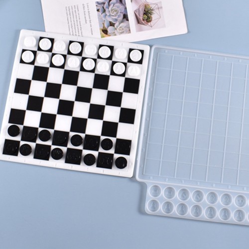 Epoksi Satranç Takımı Kalıbı Silikon Satranç Taş Kalıbı Silikon 26x26cm
