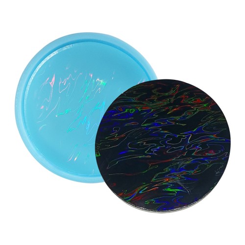 Epoksi Yuvarkak Bardak Altlığı Desenli Bardak Altı Hologram Kalıbı Silikon 8.5x8.5cm GT9481