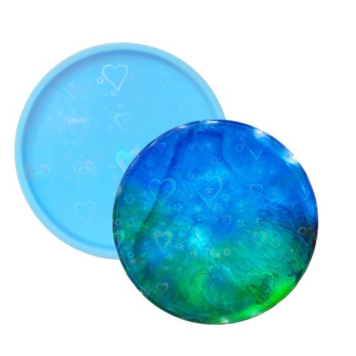 Epoksi Yuvarkak Bardak Altlığı Desenli Bardak Altı Hologram Kalıbı Silikon 8.5x8.5cm GT9488