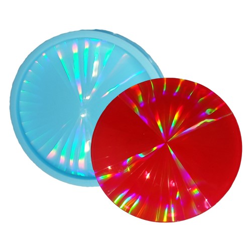 Epoksi Yuvarkak Bardak Altlığı Desenli Bardak Altı Hologram Kalıbı Silikon 8.5x8.5cm GT9479