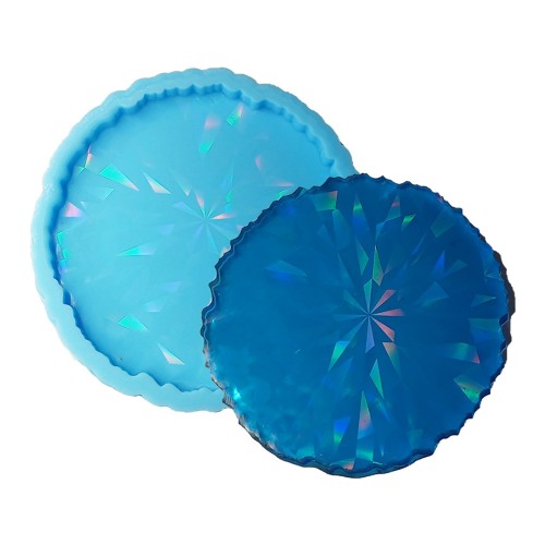Epoksi Dalgalı Bardak Altlığı Desenli Bardak Altı Hologram Kalıbı Silikon 8.5x8.5cm GT9475