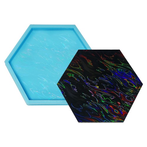 Epoksi Sekizgen Bardak Altlığı Desenli Bardak Altı Hologram Kalıbı Silikon 8.5x8.5cm GT9481