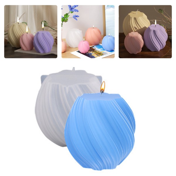 Epoksi Burgulu Mum Kalıbı Silindir Burgu Desenli Mum Kalıbı Taş Tozu Mumluk Kalıbı Silikon 7.2x7cm