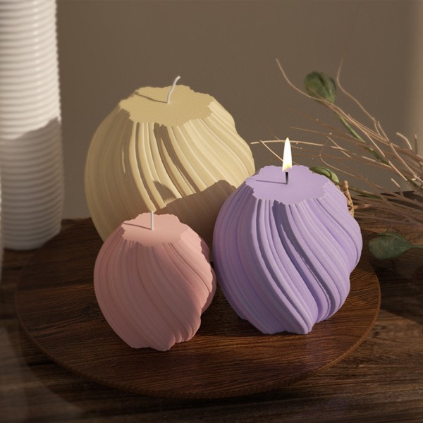 Epoksi Burgulu Mum Kalıbı Silindir Burgu Desenli Mum Kalıbı Taş Tozu Mumluk Kalıbı Silikon 5.7x5.6cm