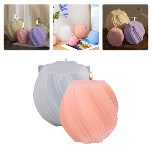 Epoksi Burgulu Mum Kalıbı Silindir Burgu Desenli Mum Kalıbı Taş Tozu Mumluk Kalıbı Silikon 5.7x5.6cm