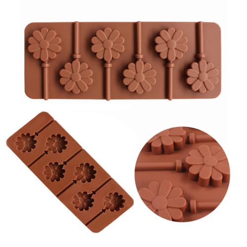 Lolipop Kalıbı Çiçek Lolipop Kalıbı Papatya Çoklu Lolipop Kalıbı Silikon 3.8x3.6x1.2cm