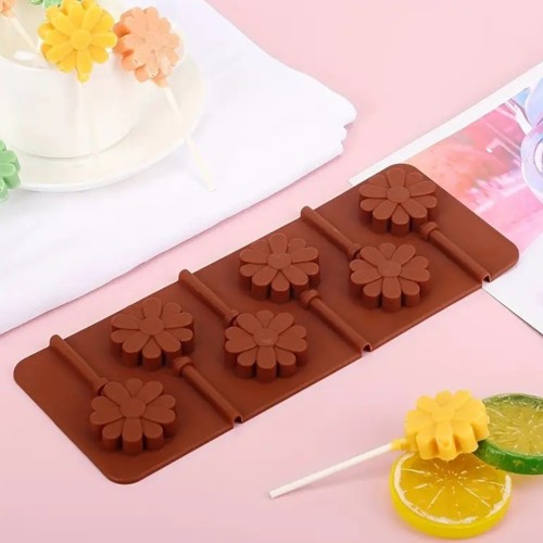 Lolipop Kalıbı Çiçek Lolipop Kalıbı Papatya Çoklu Lolipop Kalıbı Silikon 3.8x3.6x1.2cm