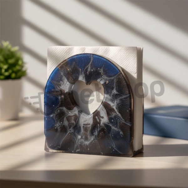 Epoksi Peçetelik Kalıbı Oval Kalp Desenli Peçetelik Kalıbı Silikon 9.5x9.5cm