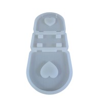 Epoksi Peçetelik Kalıbı Oval Kalp Desenli Peçetelik Kalıbı Silikon 9.5x9.5cm