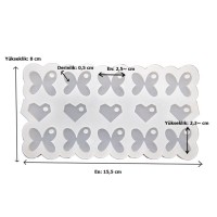 Epoksi Kelebek Kalıbı Kelebek Anahtarlık Kolye Kalıbı Silikon 2.5x2.5cm