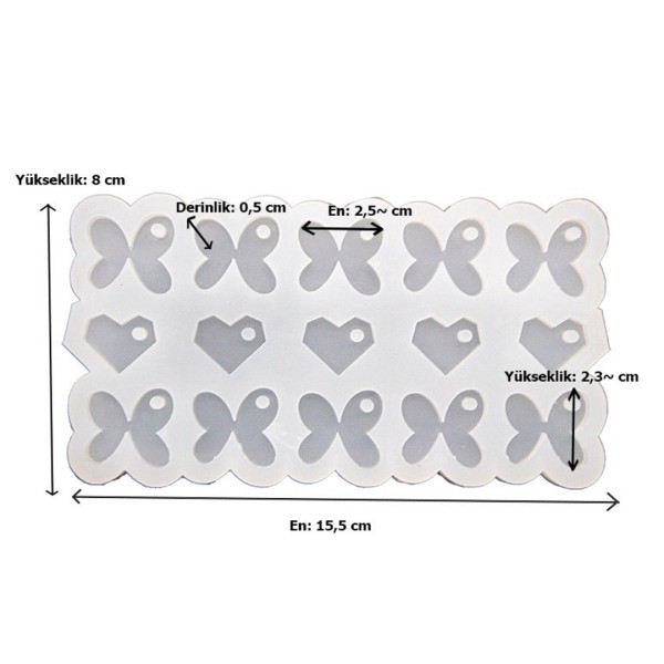 Epoksi Kelebek Kalıbı Kelebek Anahtarlık Kolye Kalıbı Silikon 2.5x2.5cm