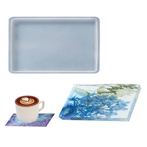 Epoksi Bardak Altlığı Dikdörtgen Bardak Altı Kalıbı Silikon 12x8cm Epoksi Bardak Altlığı Dikdörtgen Bardak Altı Kalıbı Silikon 12x8cm