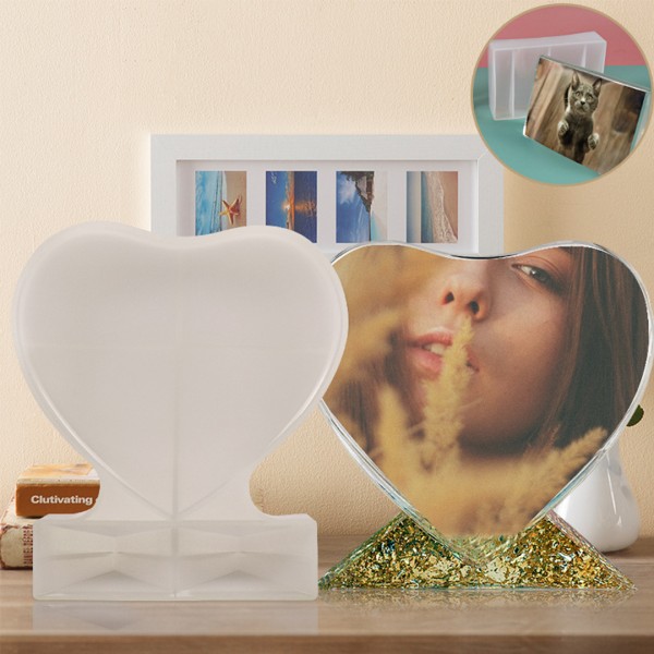 Epoksi Resimlik Kalıbı Masa Süsü Kalp Resimlik Kalıbı Silikon Küçük Boy 13.5x10cm