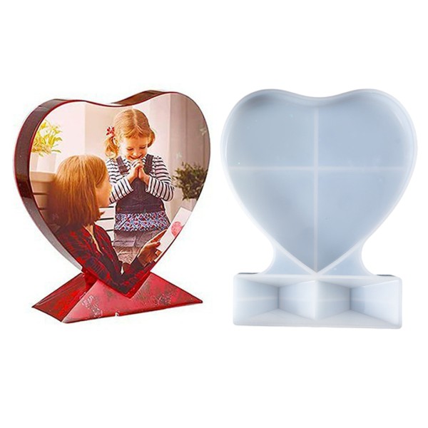 Epoksi Resimlik Kalıbı Masa Süsü Kalp Resimlik Kalıbı Silikon Küçük Boy 13.5x10cm