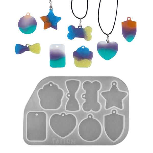 Epoksi Çoklu Kolye Kalıbı Çoklu Anahtarlık Kalıbı Silikon