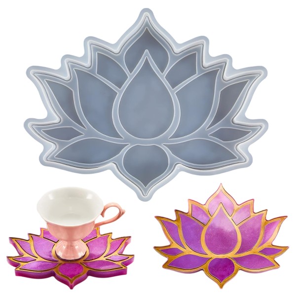 Epoksi Lotus Çiçek Bardak Altlığı Kalıbı Lotus Bardak Altı Kalıbı Silikon 15.2x12cm