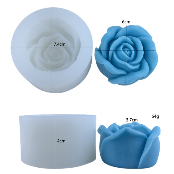 Epoksi Gül Kalıbı Mum Gül Kalıbı Şakayık Kalıbı Taş Tozu Gül Kalıbı Silikon GT9627