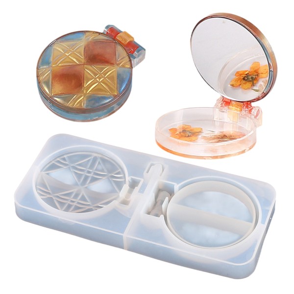 Epoksi Ayna Kalıbı Kapaklı Kristal Makyaj Aynası Kalıbı Silikon 16x7cm