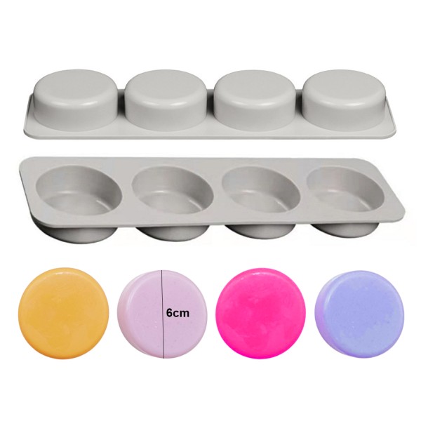 Sabun Kalıbı Yuvarlak Daire Sabun Kalıbı Çoklu Sabun Kalıbı Silikon 6x6cm GT224
