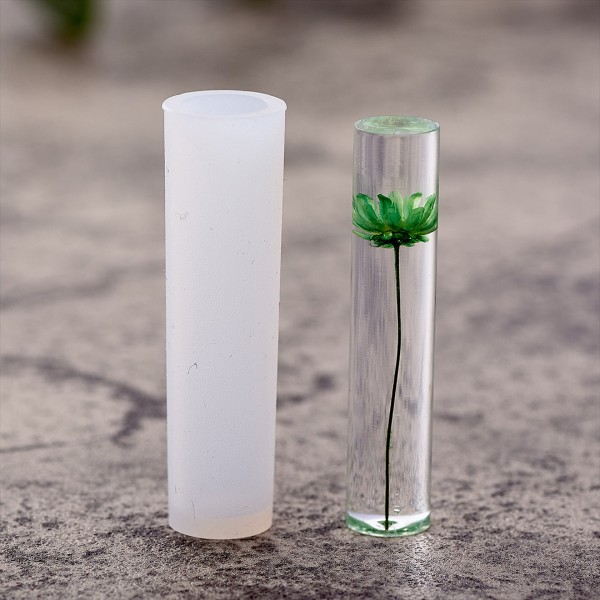 Epoksi Silindir Kolye Kalıbı Takı Kalıbı Silikon 5x1.5cm