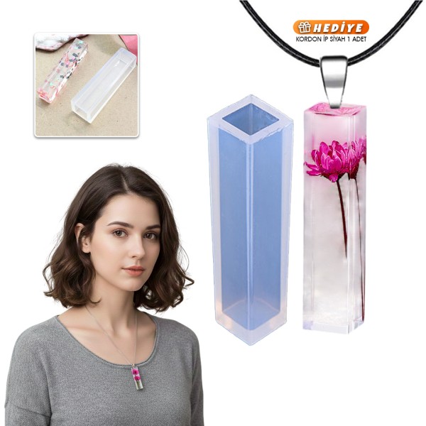 Epoksi Kare Kolye Kalıbı Takı Kalıbı Silikon 5x1.5cm