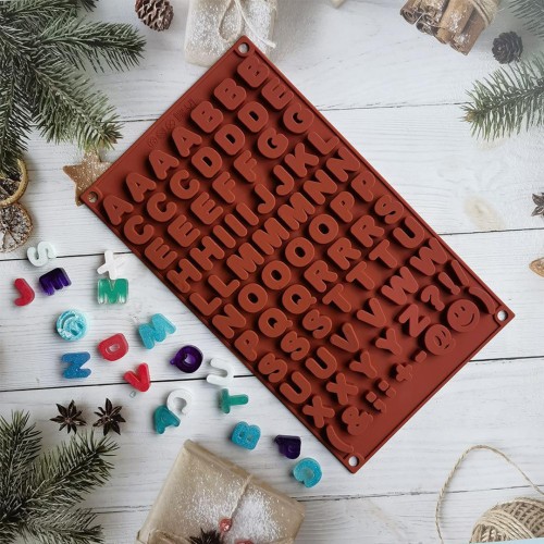 Pasta Harf Kalıbı Bubble Alfabe Kalıbı Taş Tozu Harf Kalıbı Şeker Hamuru Harf Kalıbı Silikon 2x2cm