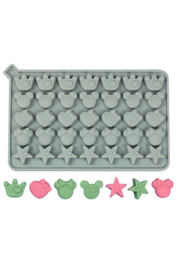 Epoksi Şekerleme Mickey Mouse Jelibon Kalıbı Kalp Yıldız Taç Haribo Kalıbı-Damlalık Esans Hediyeli