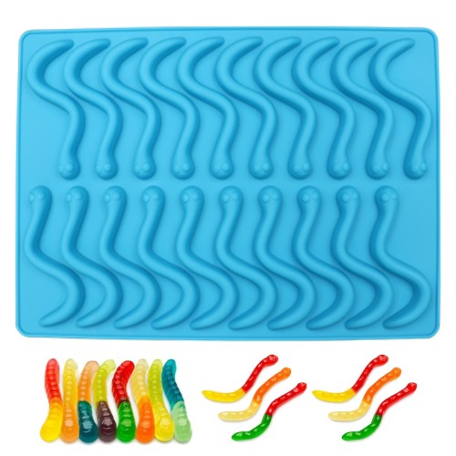 Epoksi Şekerleme Jelibon Kalıbı Solucan Jelibon Kalıbı Çikolata Solucan Kalıbı - Damlalık Esans Hediyeli