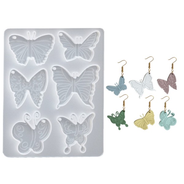 Epoksi Kelebek Kalıbı Anahtarlık Kelebek Kalıbı Kolye Küpe Kelebek Kalıbı Silikon GT9658