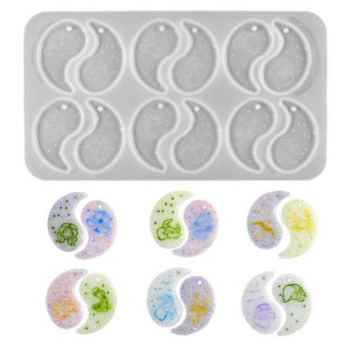 Epoksi Ying Yang Kalıbı Burç Kalıbı Ying Yang Anahtarlık Kalıbı Silikon GT9676