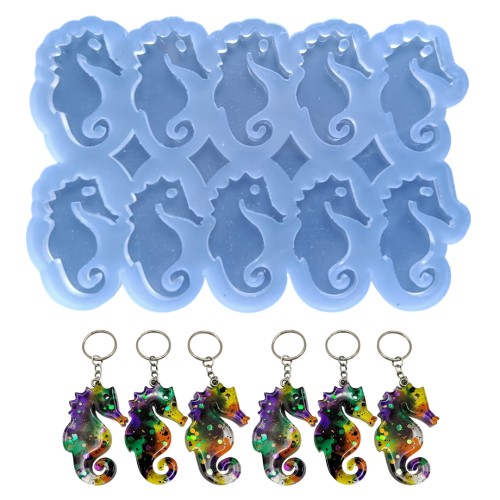 Epoksi Çoklu Deniz Atı Kalıbı Deniz Atı Anahtarlık Kalıbı Silikon 4.5x2.1cm