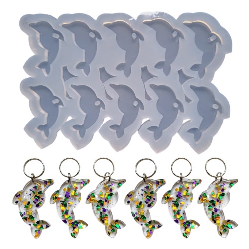 Epoksi Çoklu Yunus Kalıbı Yunus Anahtarlık Kalıbı Silikon 4.5x2.2cm