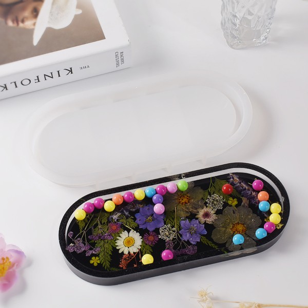 Epoksi Oval Tabak Kalıbı Taş Tozu Tabak Kalıbı Alçı Tabak Kalıbı Silikon 23x9.5cm