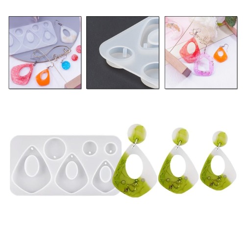 Epoksi Küpe Kalıbı Ortası Boş Asimetrik Üçgen Model Küpe Kalıbı Silikon