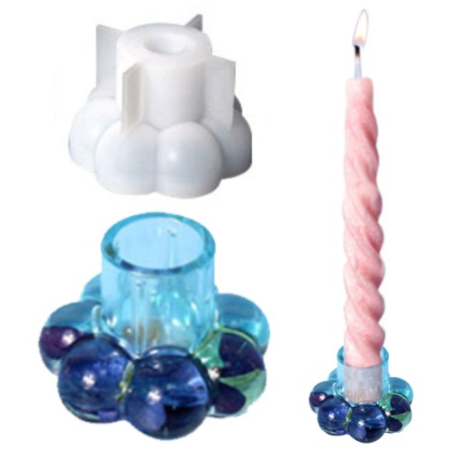 Şamdan Altı Kalıbı Şamdan Tutucu Bubble Taş Tozu Şamdan Altı Kalıbı Silikon 6x4cm