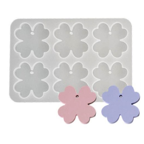 Epoksi Yonca Kalıbı Yonca Anahtarlık Kalıbı Kolye Yonca Kalıbı Silikon 4.3x4.3cm