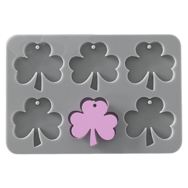 Epoksi Yonca Kalıbı Yonca Anahtarlık Kalıbı Kolye Yonca Kalıbı Silikon 4.1x3.9cm