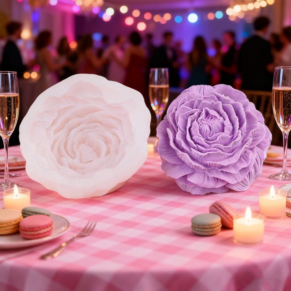 Epoksi Gül Kalıbı Mum Gül Kalıbı Şakayık Kalıbı Taş Tozu Gül Kalıbı Silikon 8.5x3.5cm GT9684