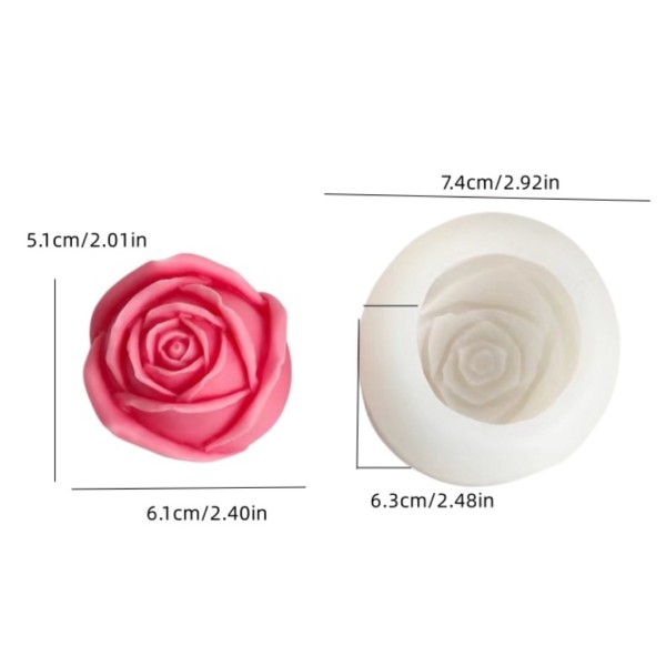 Epoksi Gül Kalıbı Mum Gül Kalıbı Şakayık Kalıbı Taş Tozu Gül Kalıbı Silikon 6.1x5.1cm GT9626