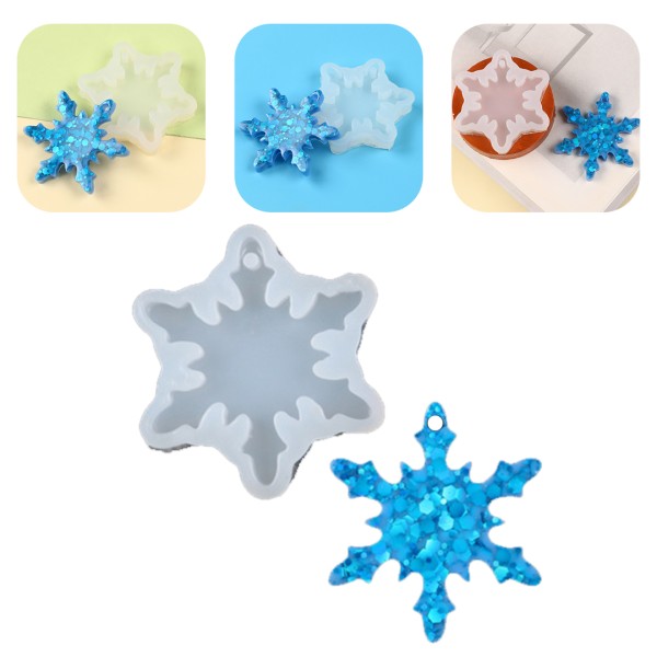 Epoksi Kar Tanesi Kalıbı Anahtarlık Kar Tanesi Kalıbı Silikon 5x5cm
