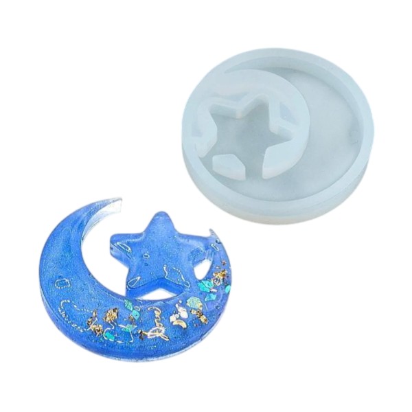 Epoksi Ayyıldız Kolye Kalıbı Ayyıldız Küpe Kalıbı Silikon 4x3.7cm