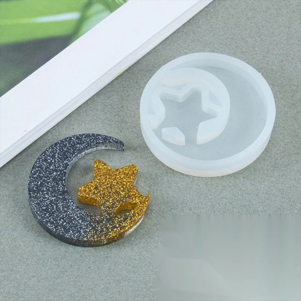 Epoksi Ayyıldız Kolye Kalıbı Ayyıldız Küpe Kalıbı Silikon 4x3.7cm